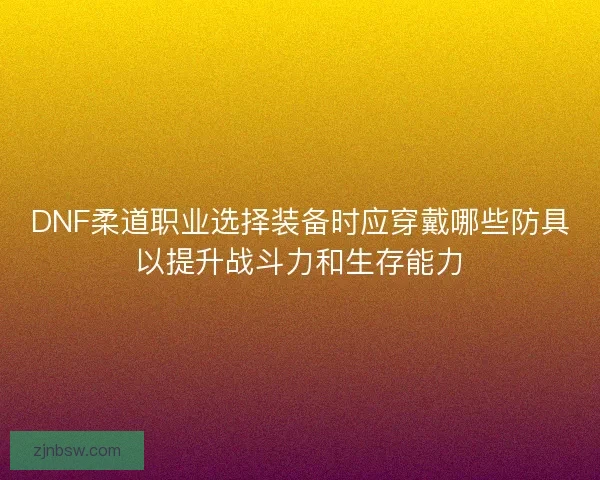 DNF柔道职业选择装备时应穿戴哪些防具以提升战斗力和生存能力